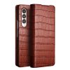 660109467B-1 QIALINO for Samsung Galaxy Z Fold3 Case Crocodile Texture Genuine Cowhide Leather Flip Phone Cover