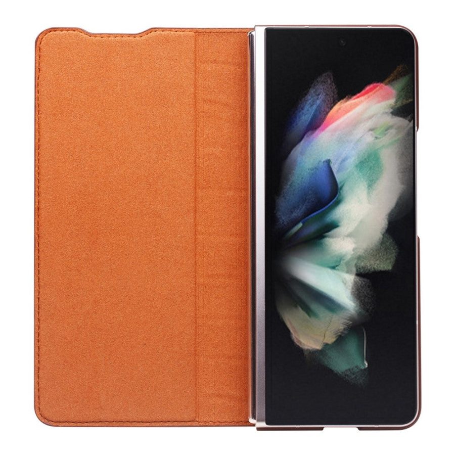 660109467B-2 QIALINO for Samsung Galaxy Z Fold3 Case Crocodile Texture Genuine Cowhide Leather Flip Phone Cover