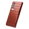 660109467B-4 QIALINO for Samsung Galaxy Z Fold3 Case Crocodile Texture Genuine Cowhide Leather Flip Phone Cover
