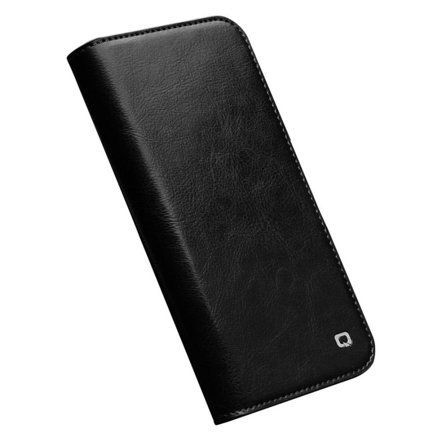 QIALINO For iPhone 14 Plus Case Genuine Leather Flip Stand Wallet Drop-proof Phone Cover