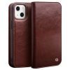 QIALINO For iPhone 14 Plus Case Genuine Leather Flip Stand Wallet Drop-proof Phone Cover