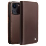 QIALINO For iPhone 14 Plus Case Classic Genuine Leather Wallet Business Phone Cover