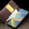 QIALINO For iPhone 14 Plus Case Classic Genuine Leather Wallet Business Phone Cover