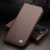 QIALINO For iPhone 14 Plus Case Classic Genuine Leather Wallet Business Phone Cover