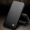660110075A-7 QIALINO For iPhone 14 Pro Max Case Classic Genuine Leather Flip Stand Wallet Phone Cover