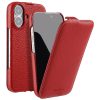 6601106416F-1 MELKCO For iPhone 16 Flip Case Genuine Leather Vertical Phone Cover | Compatible with MagSafe