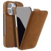 6601106418B-1 MELKCO For iPhone 16 Pro Flip Case Genuine Leather Vertical Phone Cover | Compatible with MagSafe