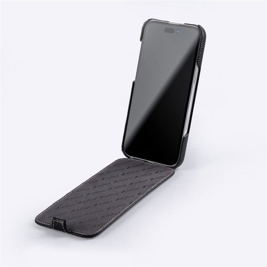 6601106419A-2 MELKCO For iPhone 16 Pro Max Flip Case Genuine Leather Vertical Phone Cover | Compatible with MagSafe