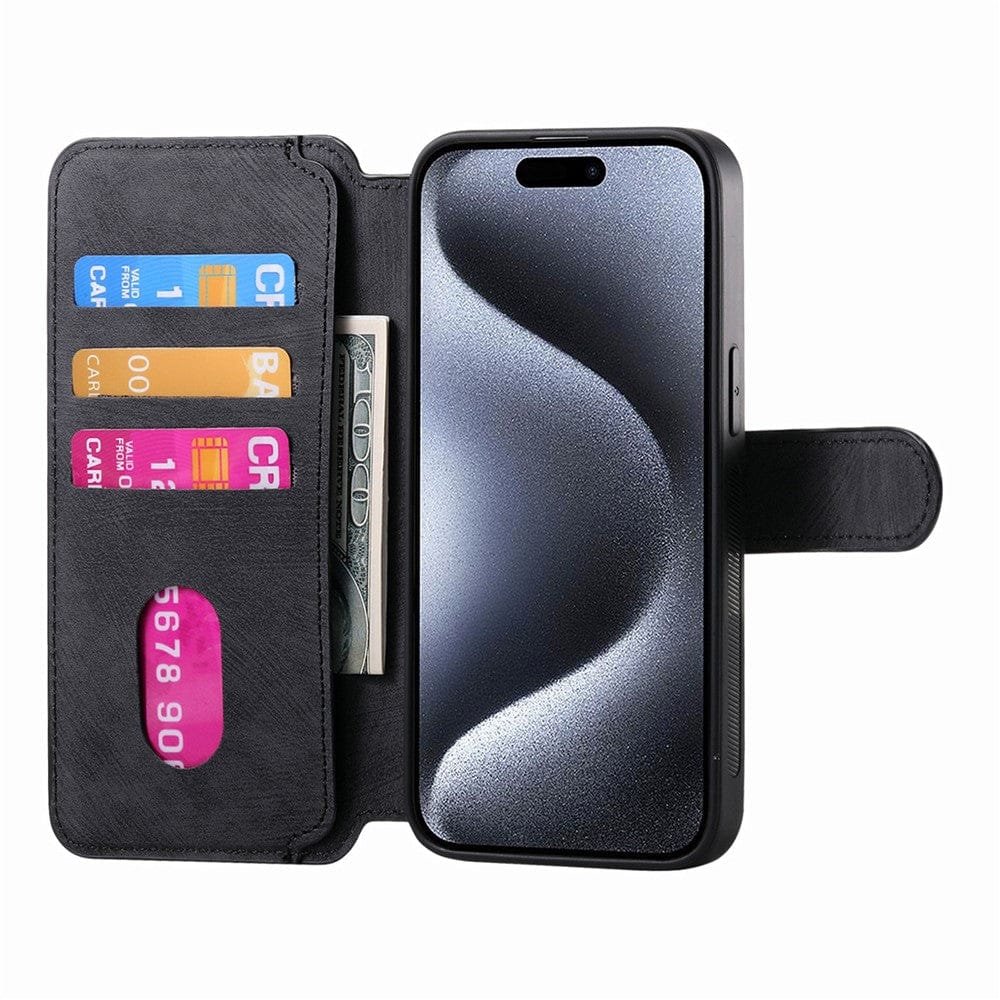CASENEO MW-03 For iPhone 15 Pro Case Magnetic Detachable Wallet Leather Flip Phone Cover - Image 2