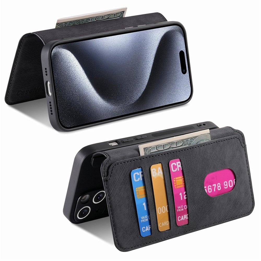CASENEO MW-03 For iPhone 15 Pro Case Magnetic Detachable Wallet Leather Flip Phone Cover - Image 3