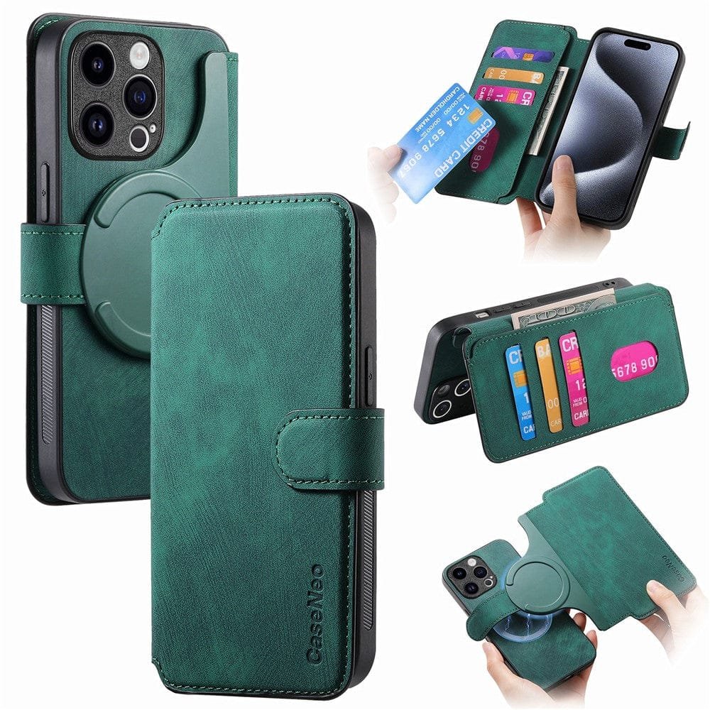 CASENEO MW-03 For iPhone 15 Pro Case Magnetic Detachable Wallet Leather Flip Phone Cover - Image 16