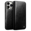 QIALINO For iPhone 16 Pro Max Case Card Holder Genuine Leather Stand Phone Cover
