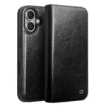 QIALINO For iPhone 16 Plus Case Card Holder Genuine Leather Stand Phone Cover