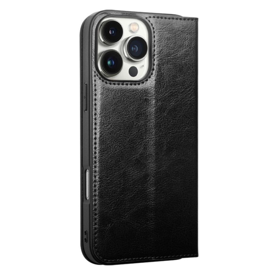 QIALINO For iPhone 16 Pro Case Genuine Leather Phone Cover with Card Holder