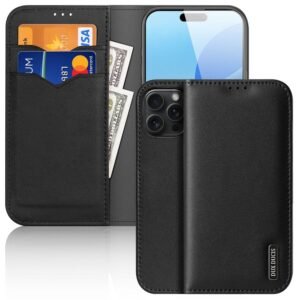 DUX DUCIS Hivo Series for iPhone 16 Pro Case Cowhide Leather Wallet Stand Flip Phone Cover