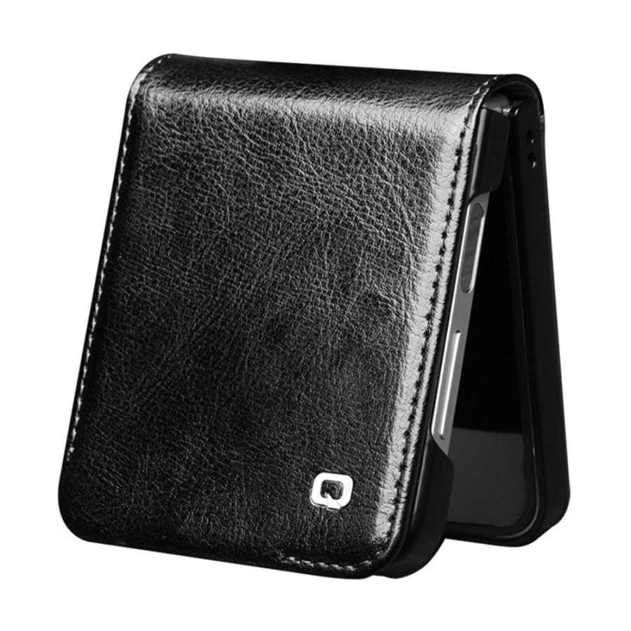 6601111818A-3 QIALINO For Samsung Galaxy Z Flip7 FE | Z Flip6 Case Genuine Leather Flip Phone Cover