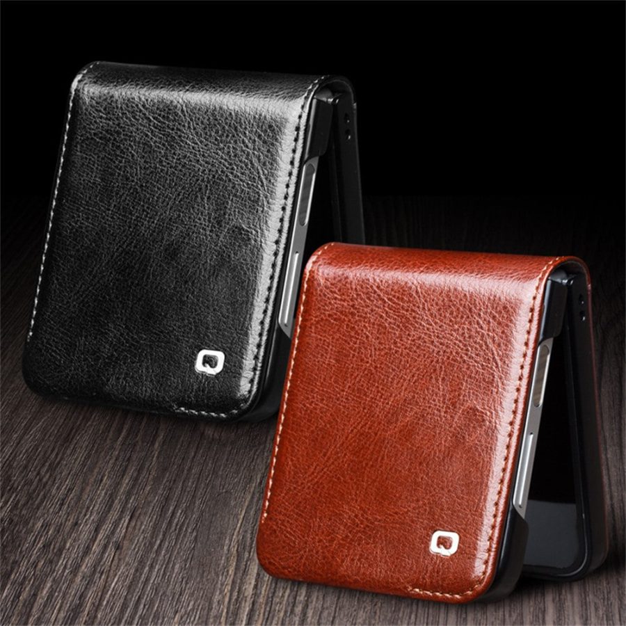 6601111818A-6 QIALINO For Samsung Galaxy Z Flip7 FE | Z Flip6 Case Genuine Leather Flip Phone Cover