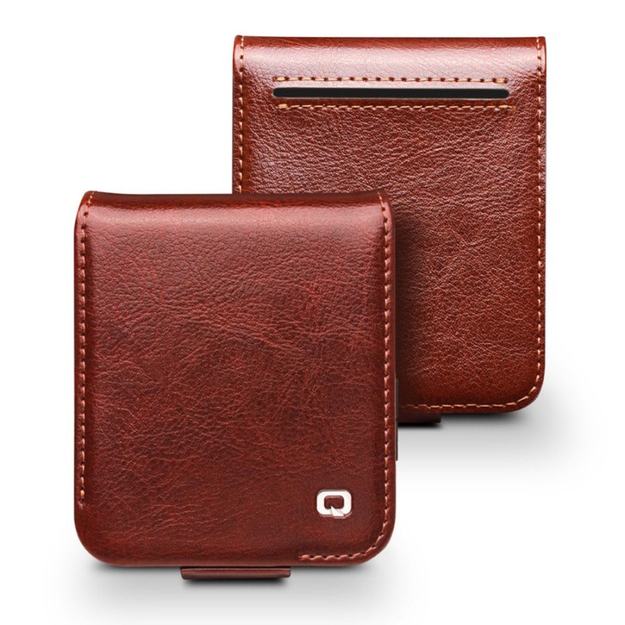 6601111818B-1 QIALINO For Samsung Galaxy Z Flip7 FE | Z Flip6 Case Genuine Leather Flip Phone Cover