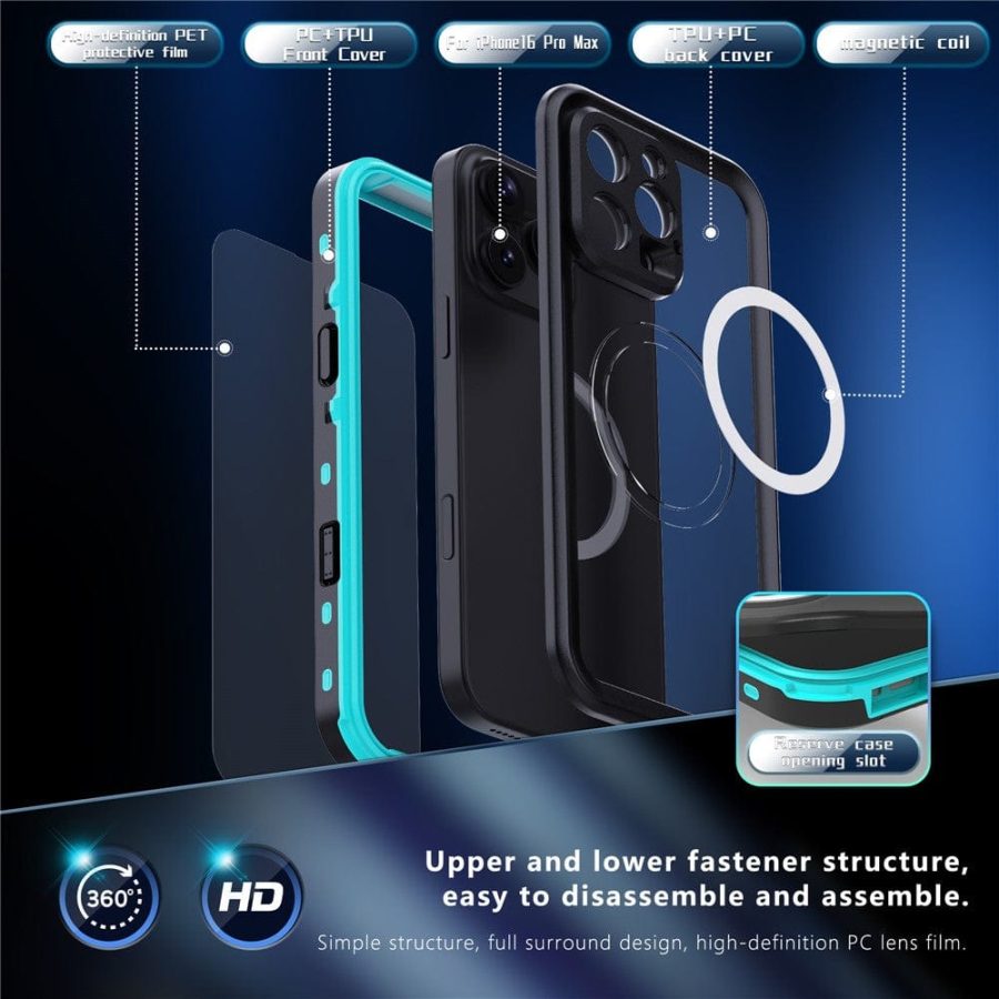 REDPEPPER Dot+ Series For iPhone 16 Pro Max Phone Case IP68 Waterproof Clear Phone Cover | Compatible with MagSafe