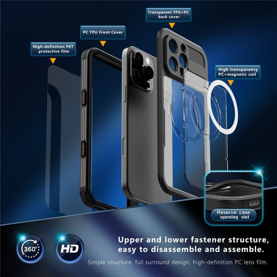 6601113116A-10 REDPEPPER For iPhone 16 Pro Max Case IP68 Waterproof Clear Phone Cover | Compatible with MagSafe