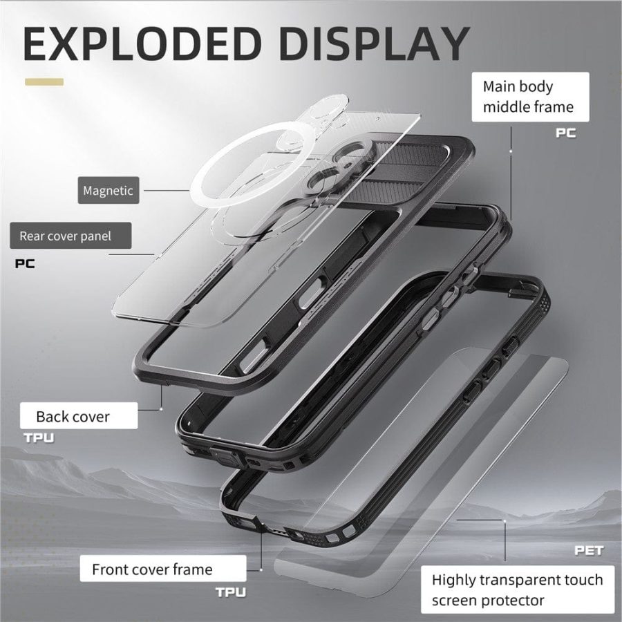6601113117A-15 REDPEPPER For iPhone 16 Plus Case IP68 Waterproof Clear Phone Cover | Compatible with MagSafe