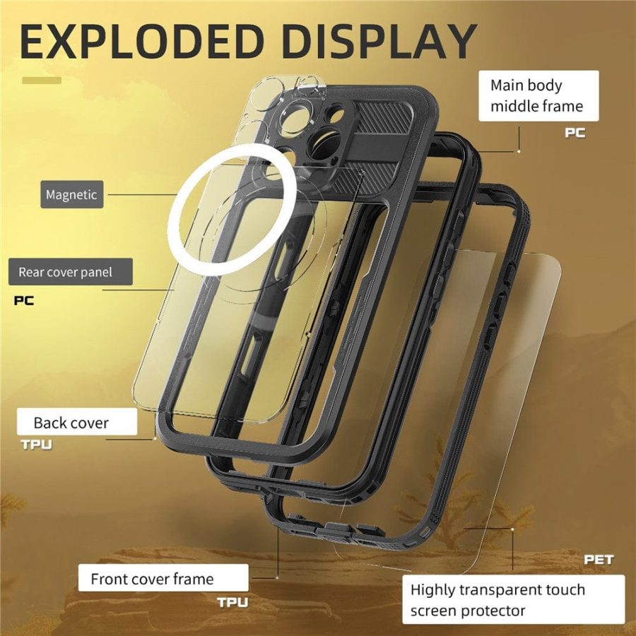 6601113118A-12 REDPEPPER For iPhone 16 Pro Case IP68 Waterproof Clear Phone Cover | Compatible with MagSafe