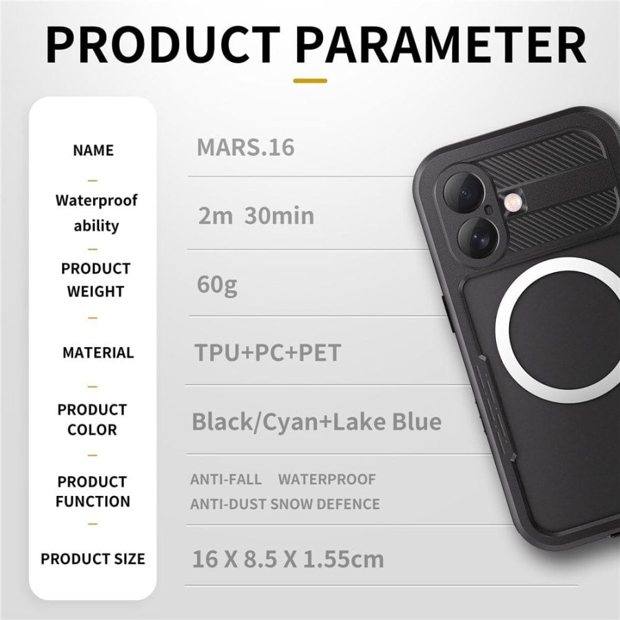6601113119A-19 REDPEPPER For iPhone 16 Phone Case IP68 Waterproof Clear Phone Cover | Compatible with MagSafe
