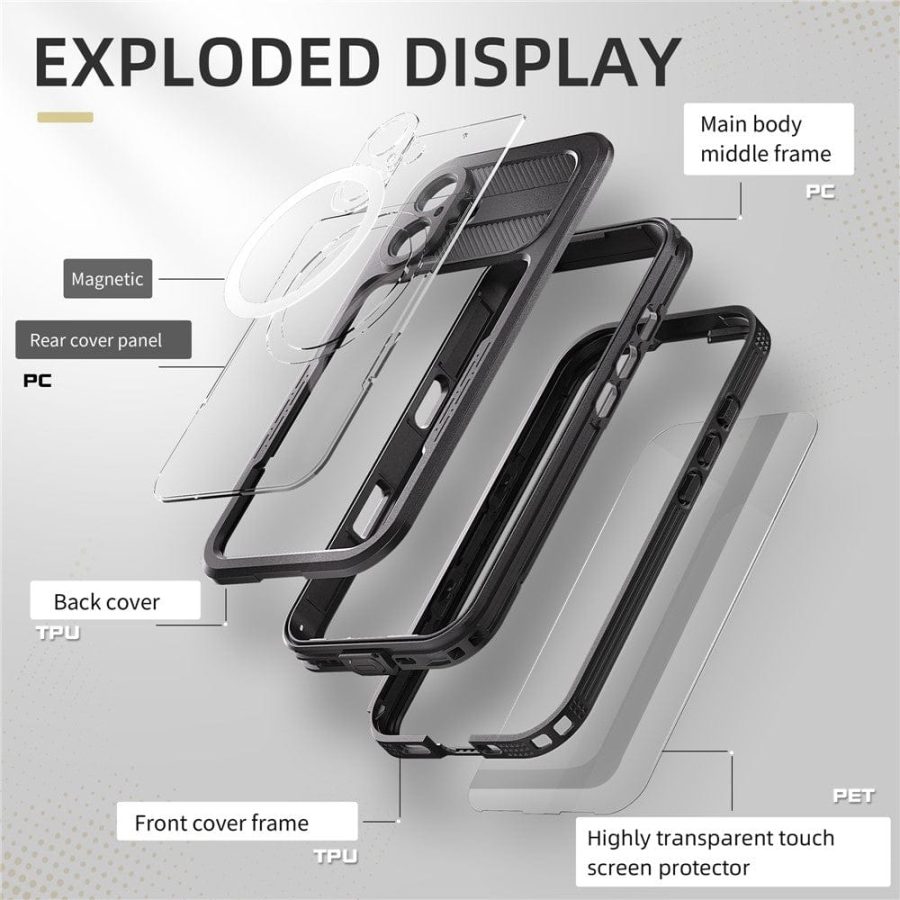 6601113119A-7 REDPEPPER For iPhone 16 Phone Case IP68 Waterproof Clear Phone Cover | Compatible with MagSafe