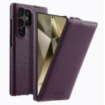 MELKCO Bovine Genuine Leather Case for Samsung Galaxy S24 Ultra Vertical Flip Cover