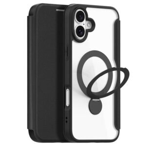 DUX DUCIS Skin X Pro Series for iPhone 16 Magnetic Case Rotary Kickstand Card Slot Leather Phone Cover