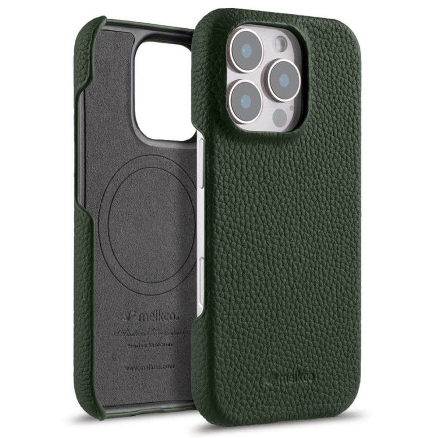 MELKCO For iPhone 16 Pro Max Case Genuine Leather Phone Cover | Compatible with MagSafe