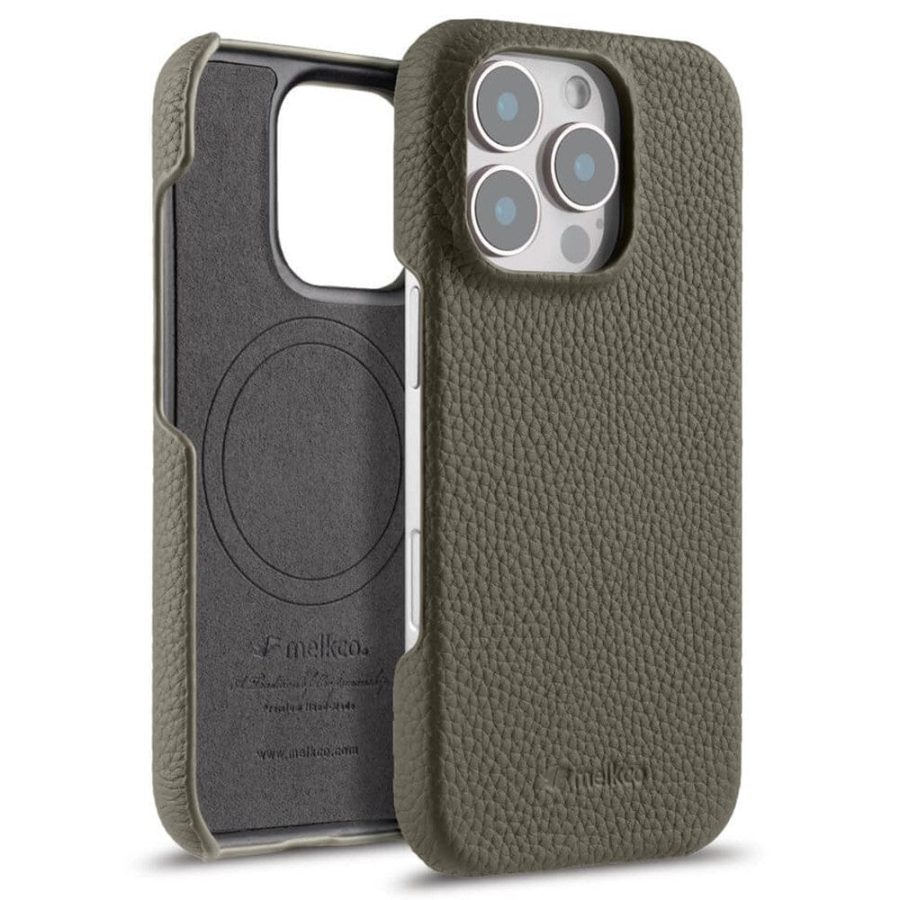 MELKCO For iPhone 16 Pro Max Case Genuine Leather Phone Cover | Compatible with MagSafe