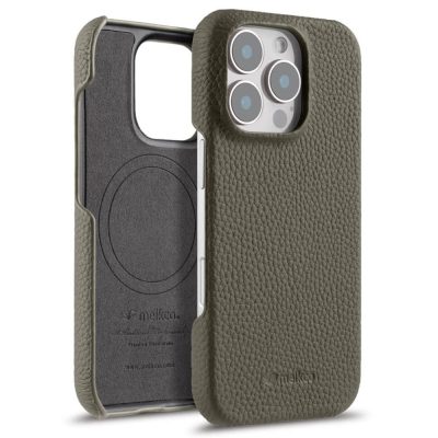 MELKCO For iPhone 16 Pro Case Genuine Leather Phone Cover | Compatible with MagSafe