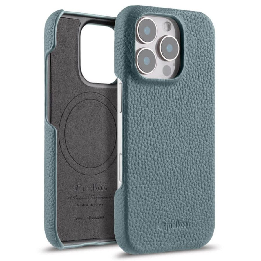 MELKCO For iPhone 16 Pro Case Genuine Leather Phone Cover | Compatible with MagSafe