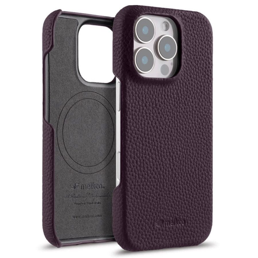 MELKCO For iPhone 16 Pro Case Genuine Leather Phone Cover | Compatible with MagSafe