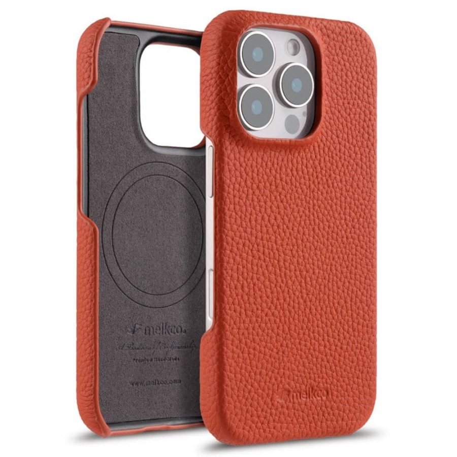 MELKCO For iPhone 16 Pro Case Genuine Leather Phone Cover | Compatible with MagSafe
