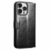 QIALINO For iPhone 16 Pro Case Genuine Leather Wallet Magnetic Closure Phone Cover