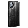 QIALINO For iPhone 16 Case Genuine Leather Wallet Magnetic Closure Phone Cover