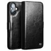 QIALINO For iPhone 16 Plus Case Genuine Leather Wallet Magnetic Closure Phone Cover