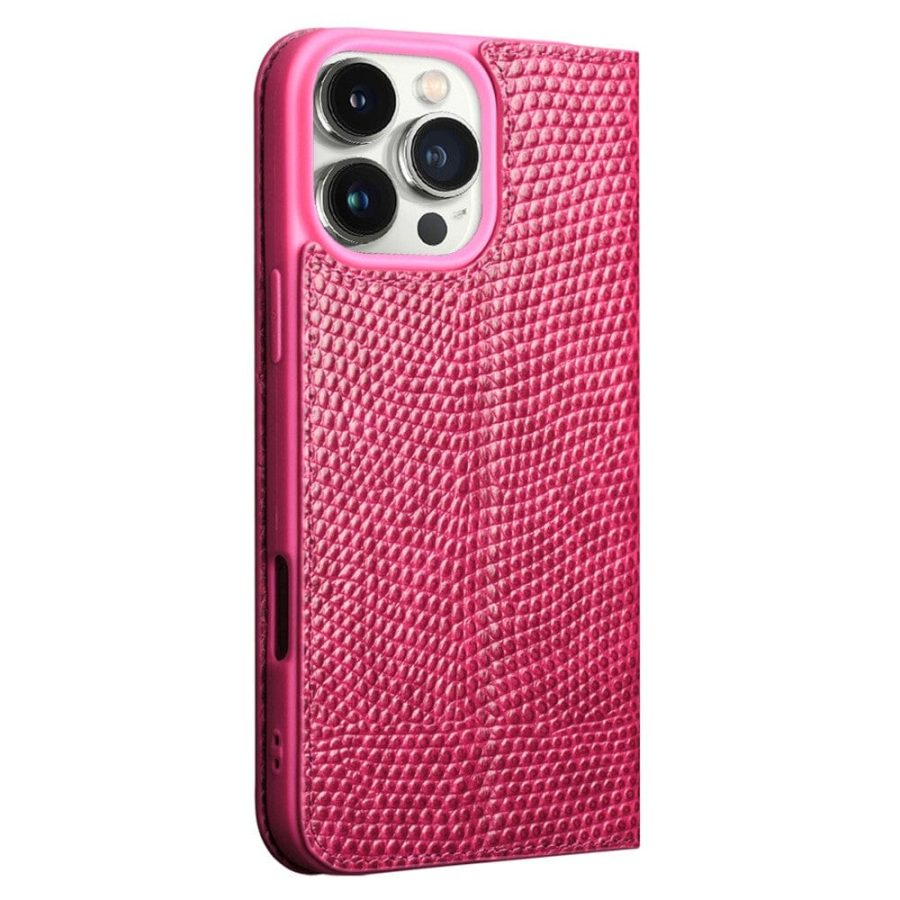 QIALINO For iPhone 16 Pro Wallet Case Crocodile Texture Genuine Leather Anti-Drop Phone Cover