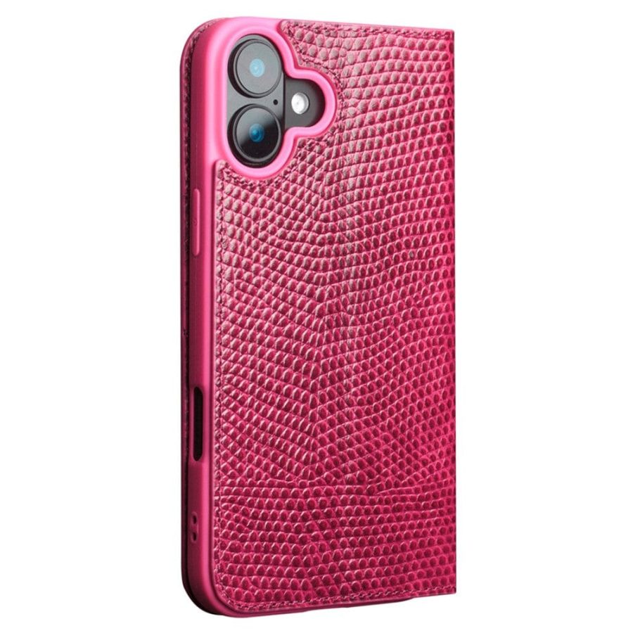 QIALINO For iPhone 16 Plus Wallet Case Crocodile Texture Genuine Leather Anti-Drop Phone Cover