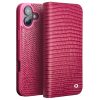 QIALINO For iPhone 16 Wallet Case Crocodile Texture Genuine Leather Anti-Drop Phone Cover