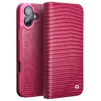 QIALINO For iPhone 16 Wallet Case Crocodile Texture Genuine Leather Anti-Drop Phone Cover