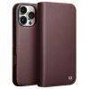 QIALINO For iPhone 16 Pro Max Stand Case Anti-Drop Genuine Leather Wallet Phone Cover