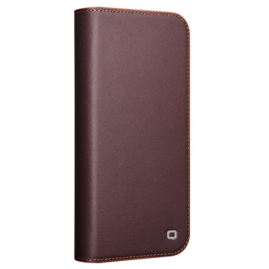 QIALINO For iPhone 16 Stand Case Anti-Drop Genuine Leather Wallet Phone Cover