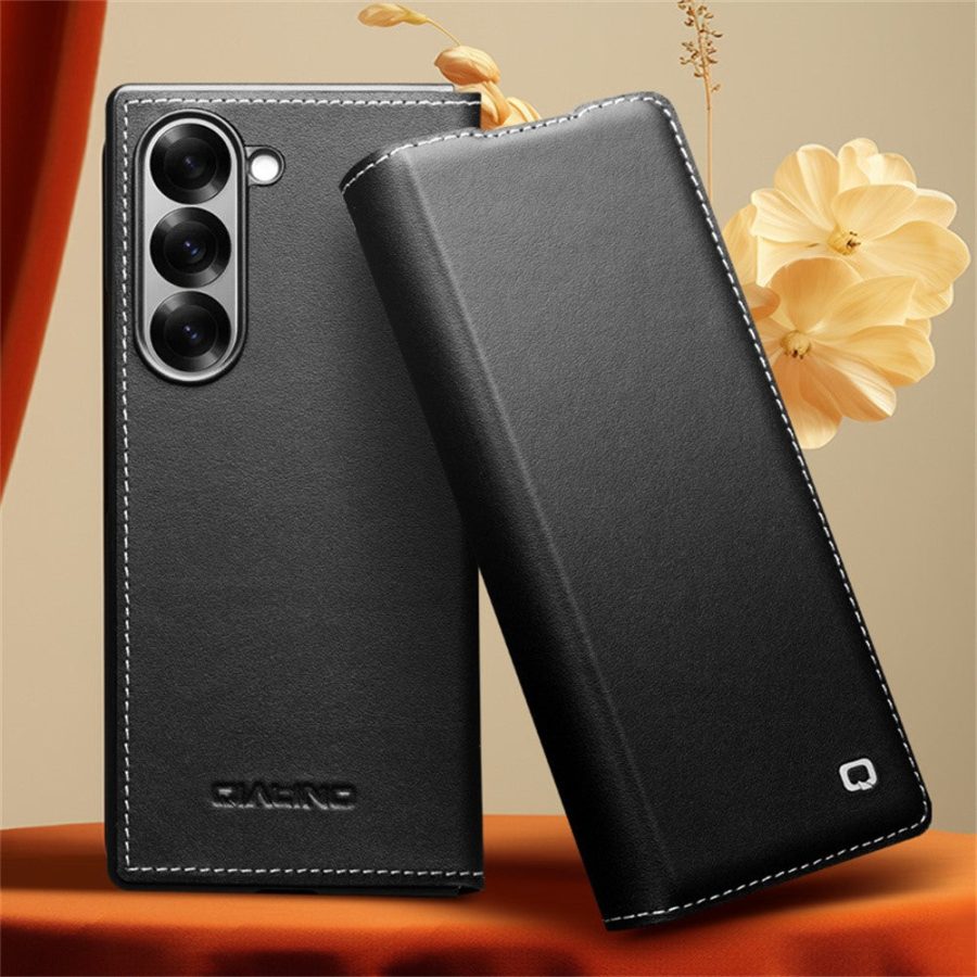 6601116150A-3-1 QIALINO For Samsung Galaxy Z Fold6 Case Genuine Leather Flip Phone Cover