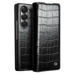QIALINO For Samsung Galaxy Z Fold6 Case Crocodile Texture Genuine Leather Flip Phone Cover