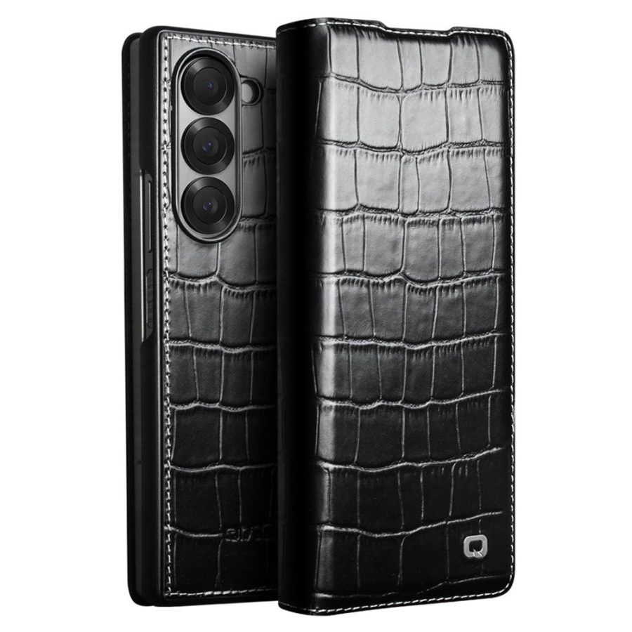 6601116891A-1 QIALINO For Samsung Galaxy Z Fold6 Case Crocodile Texture Genuine Leather Flip Phone Cover