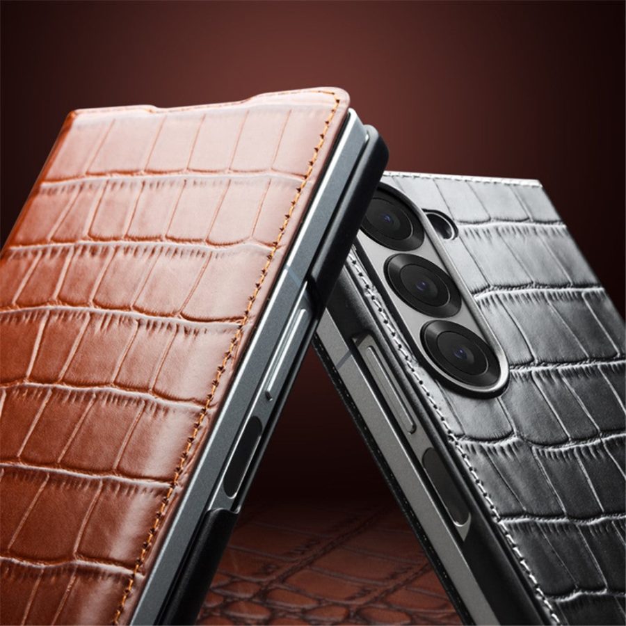 6601116891A-5 QIALINO For Samsung Galaxy Z Fold6 Case Crocodile Texture Genuine Leather Flip Phone Cover