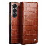 QIALINO For Samsung Galaxy Z Fold6 Case Crocodile Texture Genuine Leather Flip Phone Cover